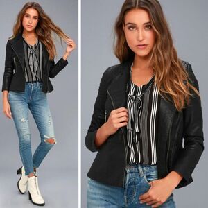Lulu's Black Faux Leather Biker Moto Jacket